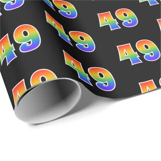 Fun Rainbow Spectrum Pattern "49" Ereignisnummer Geschenkpapier (Rolleneckpunkt)