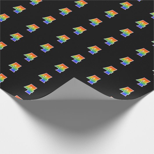 Fun Rainbow Spectrum Pattern "4" Ereignisnummer Geschenkpapier (Ecke)