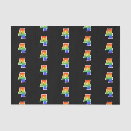 Fun Rainbow Spectrum Pattern "4" Ereignisnummer Seidenpapier (Vorderseite)