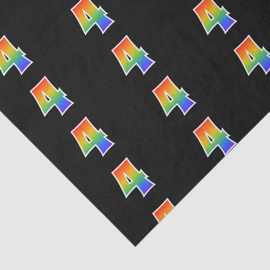 Fun Rainbow Spectrum Pattern "4" Ereignisnummer Seidenpapier (Ausschnitt)