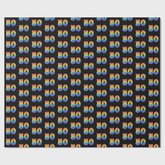 Fun Rainbow Spectrum Pattern "50" Ereignisnummer Geschenkpapier (Flach)
