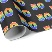 Fun Rainbow Spectrum Pattern "50" Ereignisnummer Geschenkpapier (Rolleneckpunkt)