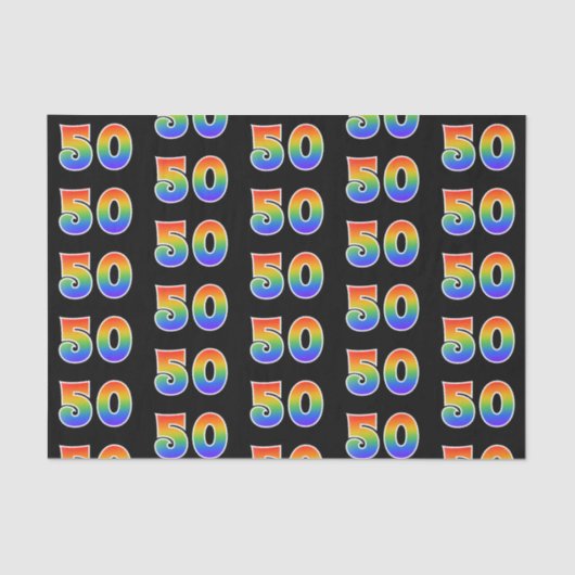 Fun Rainbow Spectrum Pattern "50" Ereignisnummer Seidenpapier (Vorderseite)