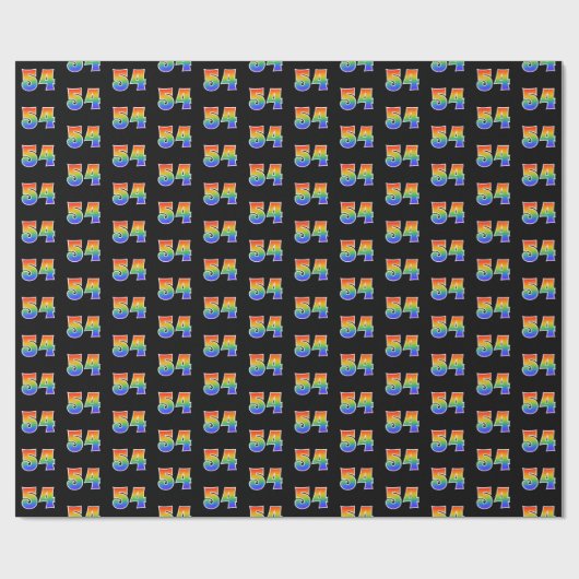 Fun Rainbow Spectrum Pattern "54" Ereignisnummer Geschenkpapier (Flach)