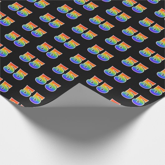 Fun Rainbow Spectrum Pattern "55" Ereignisnummer Geschenkpapier (Ecke)