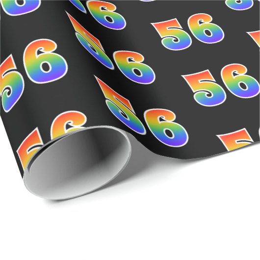 Fun Rainbow Spectrum Pattern "56" Ereignisnummer Geschenkpapier (Rolleneckpunkt)