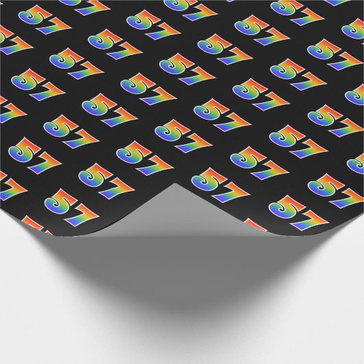 Fun Rainbow Spectrum Pattern "57" Ereignisnummer Geschenkpapier (Ecke)