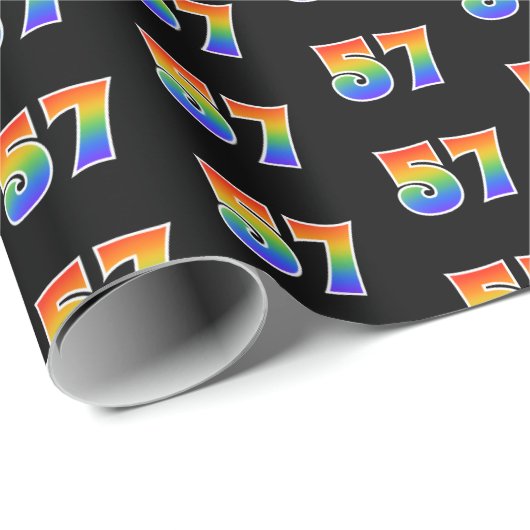 Fun Rainbow Spectrum Pattern "57" Ereignisnummer Geschenkpapier (Rolleneckpunkt)