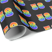 Fun Rainbow Spectrum Pattern "58" Ereignisnummer Geschenkpapier (Rolleneckpunkt)