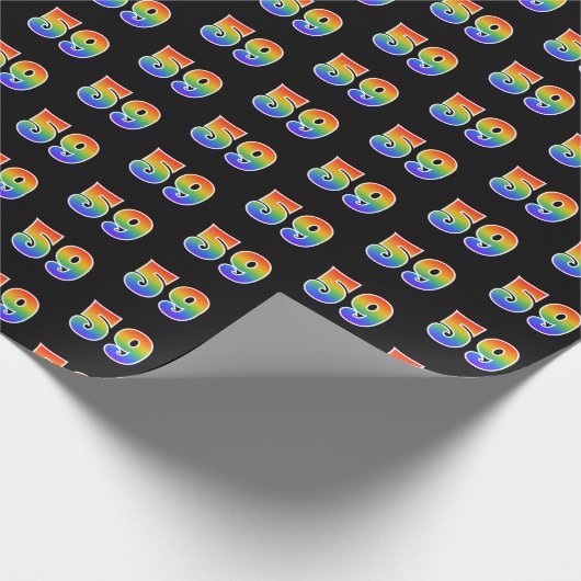 Fun Rainbow Spectrum Pattern "59" Ereignisnummer Geschenkpapier (Ecke)
