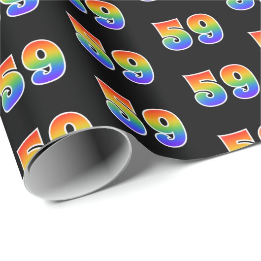 Fun Rainbow Spectrum Pattern "59" Ereignisnummer Geschenkpapier (Rolleneckpunkt)