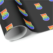 Fun Rainbow Spectrum Pattern "5" Ereignisnummer Geschenkpapier (Rolleneckpunkt)