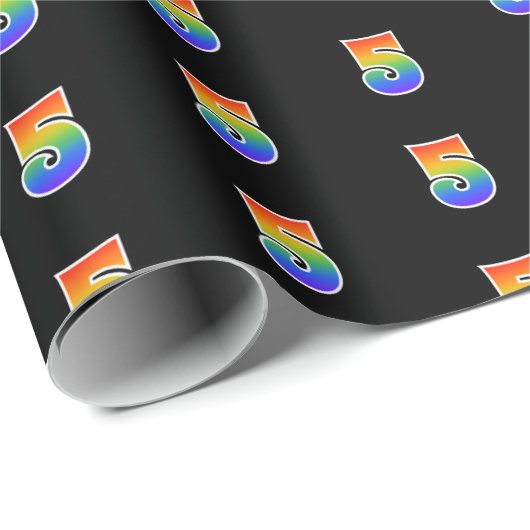 Fun Rainbow Spectrum Pattern "5" Ereignisnummer Geschenkpapier (Rolleneckpunkt)