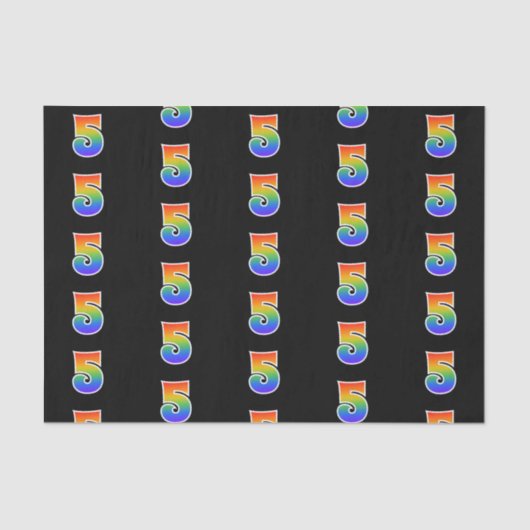 Fun Rainbow Spectrum Pattern "5" Ereignisnummer Seidenpapier (Vorderseite)