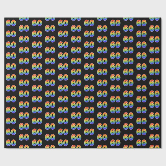 Fun Rainbow Spectrum Pattern "60" Ereignisnummer Geschenkpapier (Flach)