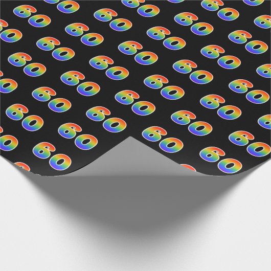 Fun Rainbow Spectrum Pattern "60" Ereignisnummer Geschenkpapier (Ecke)