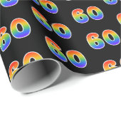 Fun Rainbow Spectrum Pattern "60" Ereignisnummer Geschenkpapier (Rolleneckpunkt)