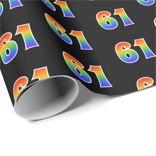 Fun Rainbow Spectrum Pattern "61" Ereignisnummer Geschenkpapier (Rolleneckpunkt)