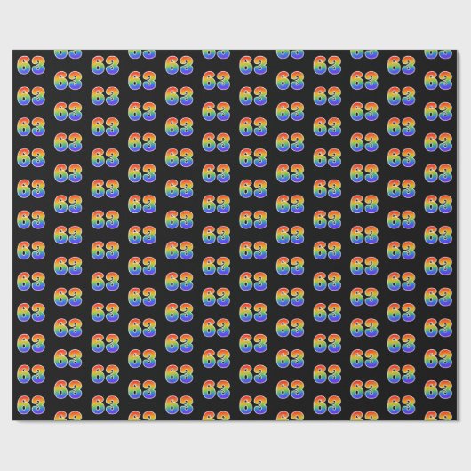 Fun Rainbow Spectrum Pattern "63" Ereignisnummer Geschenkpapier (Flach)