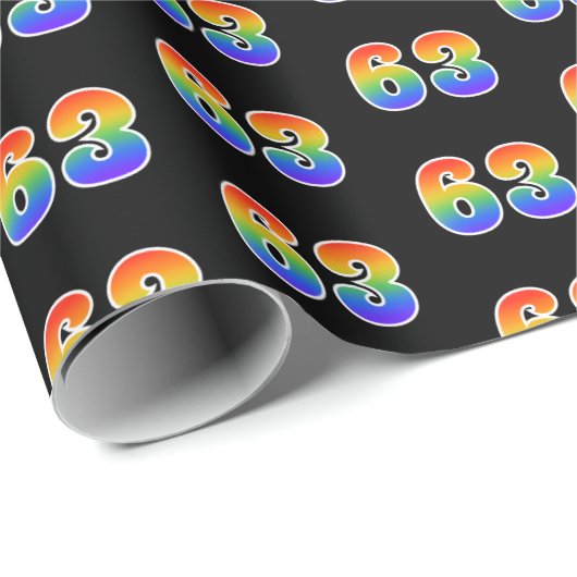 Fun Rainbow Spectrum Pattern "63" Ereignisnummer Geschenkpapier (Rolleneckpunkt)