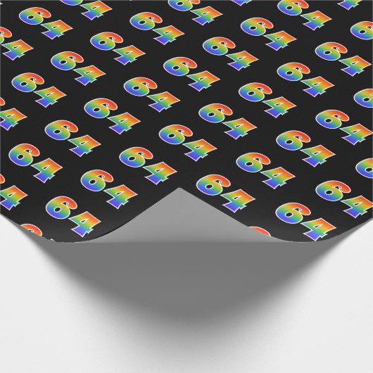 Fun Rainbow Spectrum Pattern "64" Ereignisnummer Geschenkpapier (Ecke)