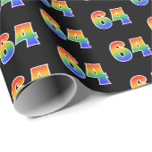 Fun Rainbow Spectrum Pattern "64" Ereignisnummer Geschenkpapier (Rolleneckpunkt)