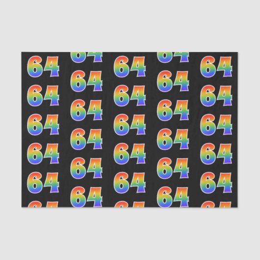 Fun Rainbow Spectrum Pattern "64" Ereignisnummer Seidenpapier (Vorderseite)