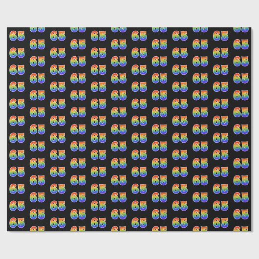 Fun Rainbow Spectrum Pattern "65" Ereignisnummer Geschenkpapier (Flach)