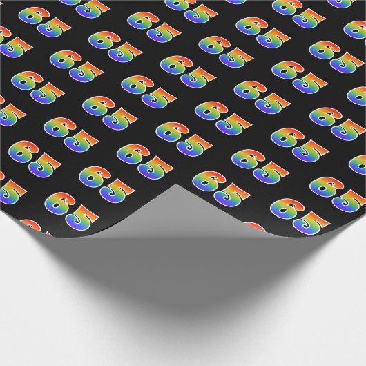 Fun Rainbow Spectrum Pattern "65" Ereignisnummer Geschenkpapier (Ecke)