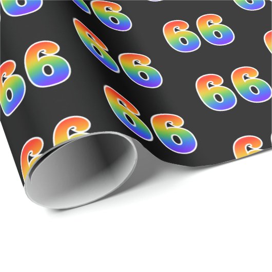 Fun Rainbow Spectrum Pattern "66" Ereignisnummer Geschenkpapier (Rolleneckpunkt)