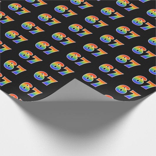 Fun Rainbow Spectrum Pattern "67" Ereignisnummer Geschenkpapier (Ecke)