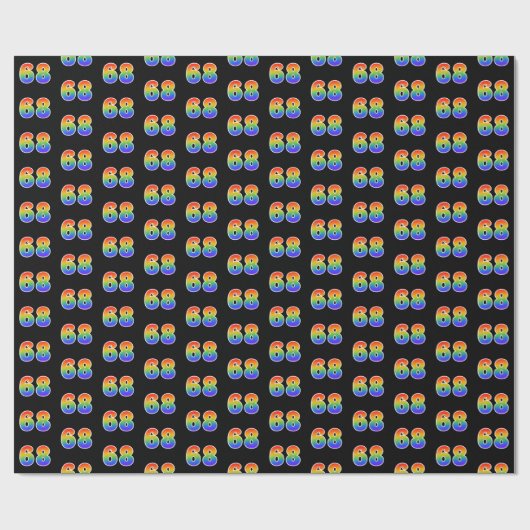 Fun Rainbow Spectrum Pattern "68" Ereignisnummer Geschenkpapier (Flach)