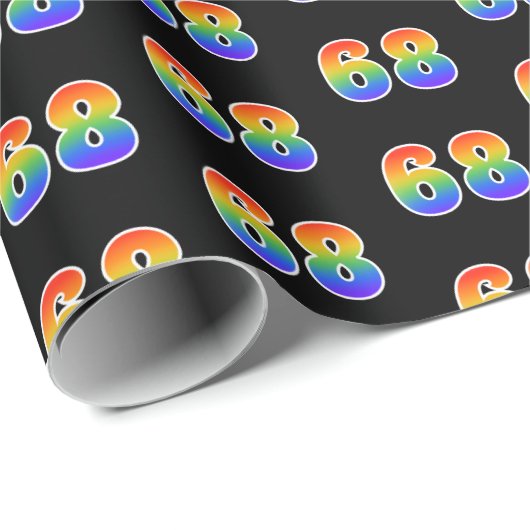 Fun Rainbow Spectrum Pattern "68" Ereignisnummer Geschenkpapier (Rolleneckpunkt)