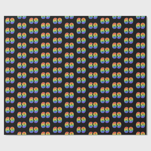 Fun Rainbow Spectrum Pattern "69" Ereignisnummer Geschenkpapier (Flach)