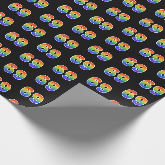 Fun Rainbow Spectrum Pattern "69" Ereignisnummer Geschenkpapier (Ecke)