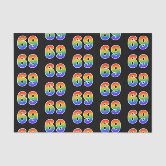 Fun Rainbow Spectrum Pattern "69" Ereignisnummer Seidenpapier (Vorderseite)