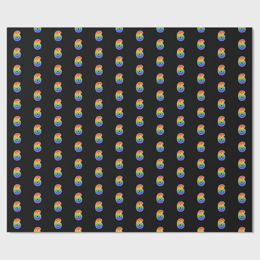 Fun Rainbow Spectrum Pattern "6" Ereignisnummer Geschenkpapier (Flach)