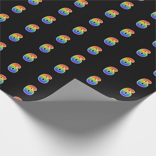 Fun Rainbow Spectrum Pattern "6" Ereignisnummer Geschenkpapier (Ecke)
