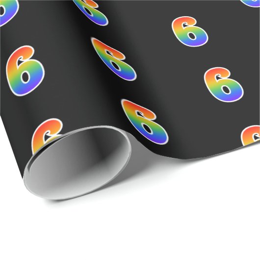 Fun Rainbow Spectrum Pattern "6" Ereignisnummer Geschenkpapier (Rolleneckpunkt)