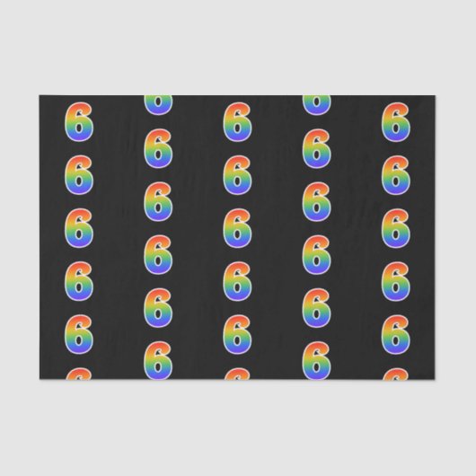 Fun Rainbow Spectrum Pattern "6" Ereignisnummer Seidenpapier (Vorderseite)