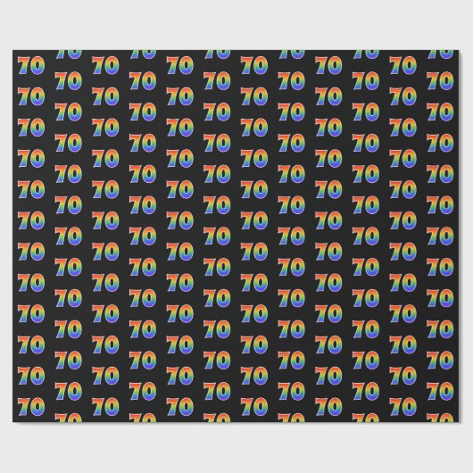 Fun Rainbow Spectrum Pattern "70" Ereignisnummer Geschenkpapier (Flach)
