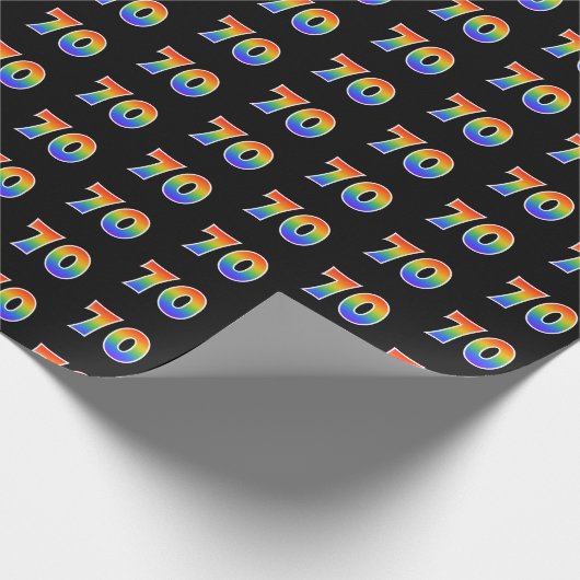 Fun Rainbow Spectrum Pattern "70" Ereignisnummer Geschenkpapier (Ecke)