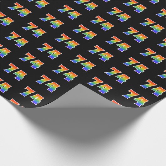 Fun Rainbow Spectrum Pattern "74" Ereignisnummer Geschenkpapier (Ecke)