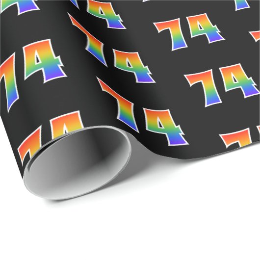 Fun Rainbow Spectrum Pattern "74" Ereignisnummer Geschenkpapier (Rolleneckpunkt)