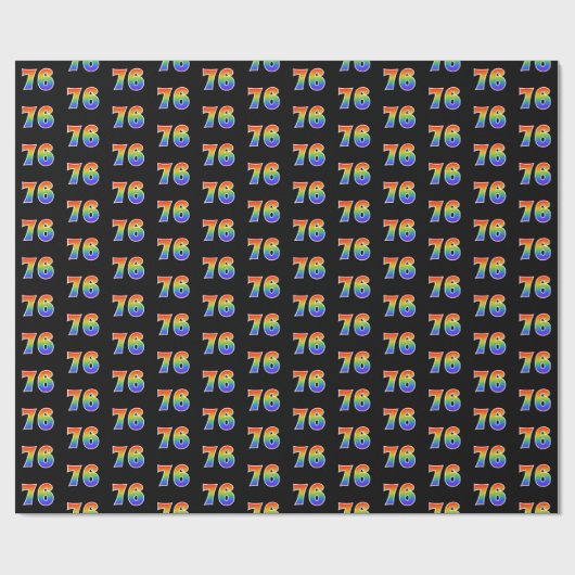 Fun Rainbow Spectrum Pattern "76" Ereignisnummer Geschenkpapier (Flach)