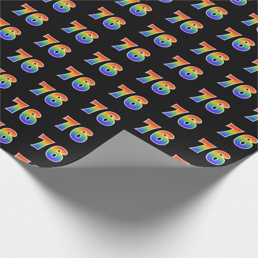 Fun Rainbow Spectrum Pattern "76" Ereignisnummer Geschenkpapier (Ecke)