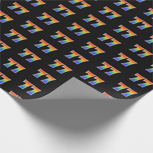 Fun Rainbow Spectrum Pattern "77" Ereignisnummer Geschenkpapier (Ecke)