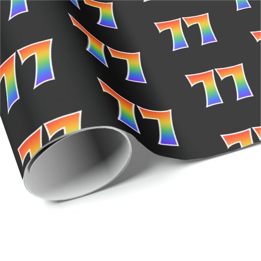 Fun Rainbow Spectrum Pattern "77" Ereignisnummer Geschenkpapier (Rolleneckpunkt)