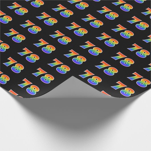 Fun Rainbow Spectrum Pattern "78" Ereignisnummer Geschenkpapier (Ecke)