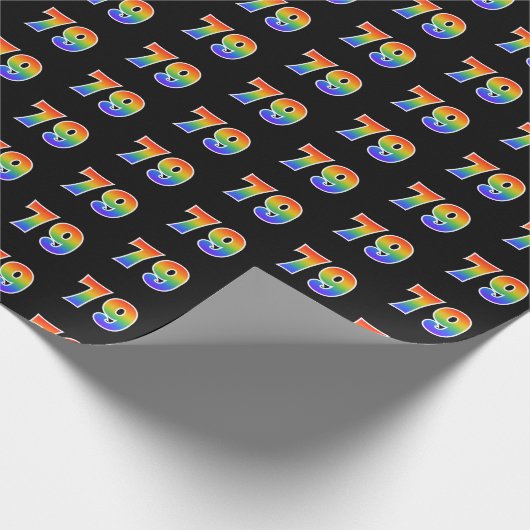 Fun Rainbow Spectrum Pattern "79" Ereignisnummer Geschenkpapier (Ecke)